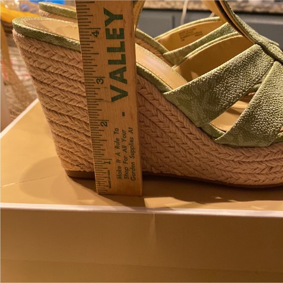 Michael Kors Berkeley Wedge Sandles. Worn once. Size 7M. Sage in color. - Picture 3 of 4